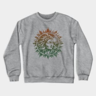 Sun Face Mandala-Style Fantasy Nature Earth Mother for Women Crewneck Sweatshirt